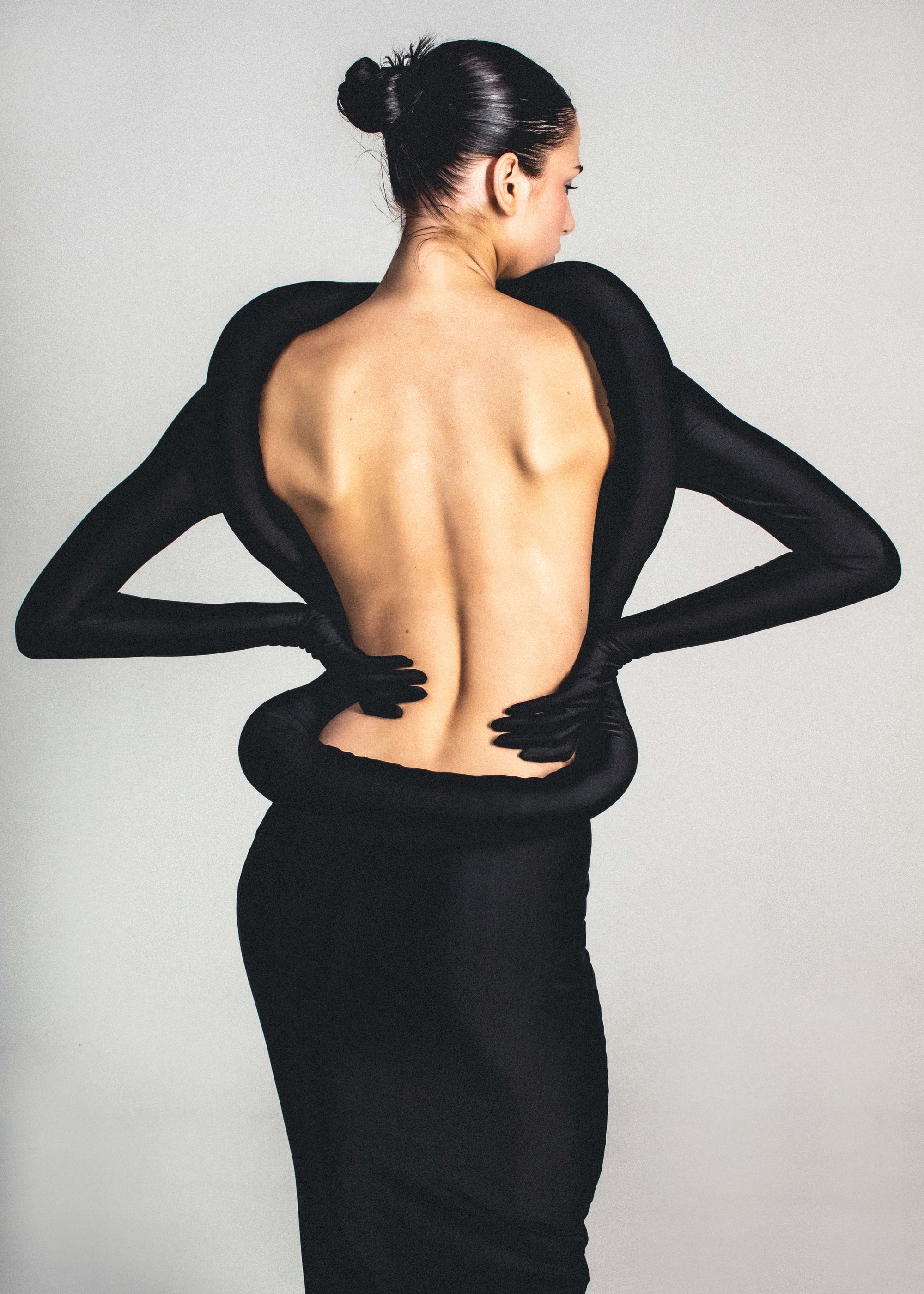 Black Backless Long Puffy Dress